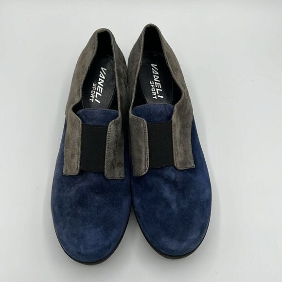 Vaneli Sport Blue Gray Suede Wedge Platform B38 - Picture 5 of 9